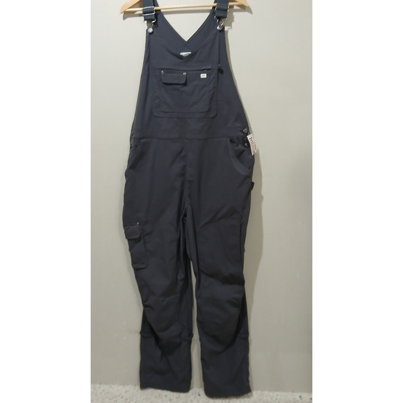 DULUTH TRADING Heirloom Gardening Bib Overalls XL Reg 31 NWT V Neck Gray - Picture 1 of 16